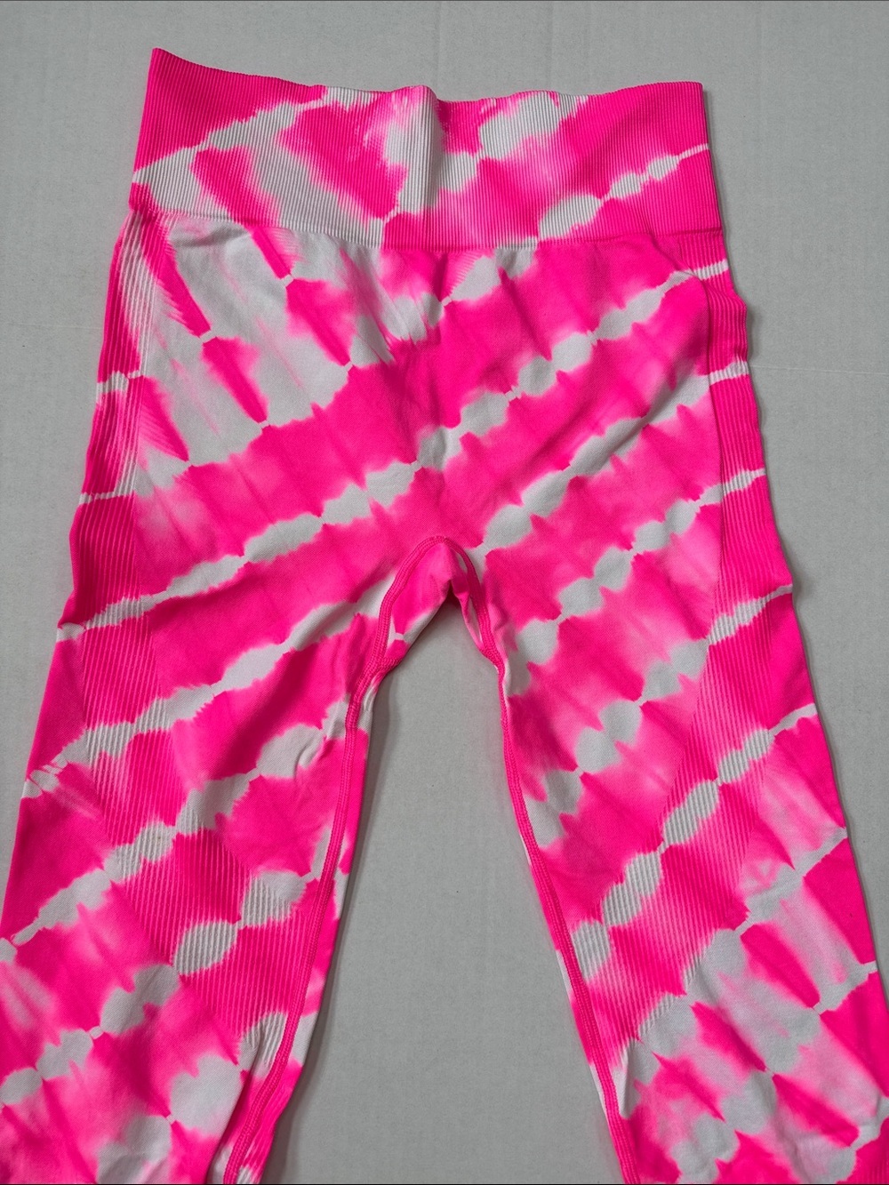PINK Victorias Secret Seamless Leggings Tie Dye Pink and White size W Large - Picture 4 of 15